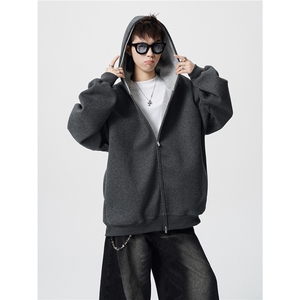 450g重磅拼色连帽卫衣大码双拉链运动帽衫硬挺开衫外套LW602特p65图片