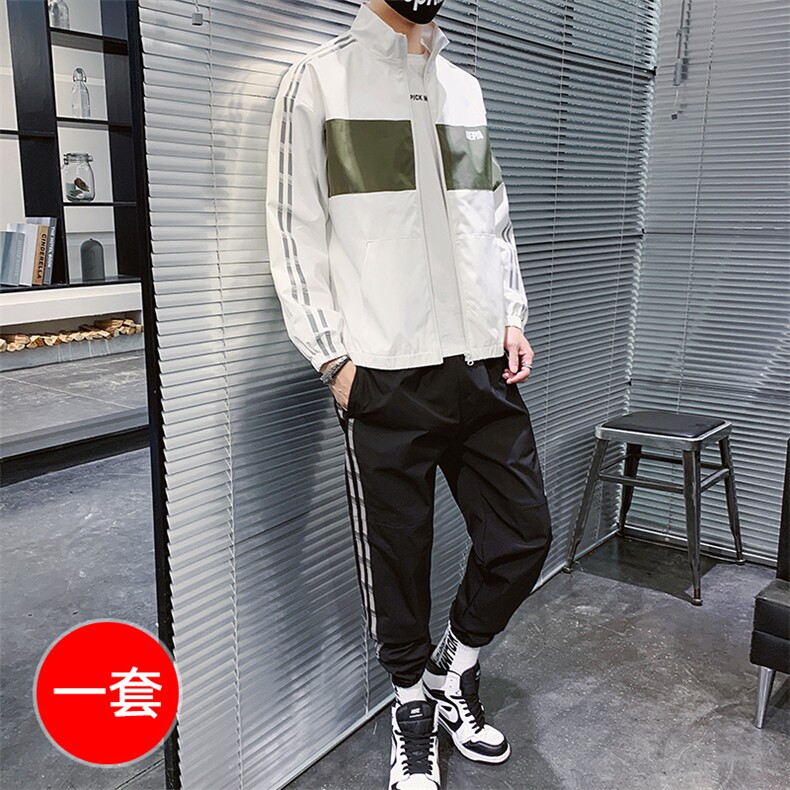 春季新款运动套装男休闲裤外套立领夹克两件套CYTZ16,男装休闲套装,电商A128