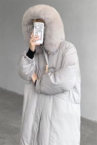 8XL-M 90白鸭绒大毛领羽绒服男中长款过膝设计感牛角扣YRFC05P398图片