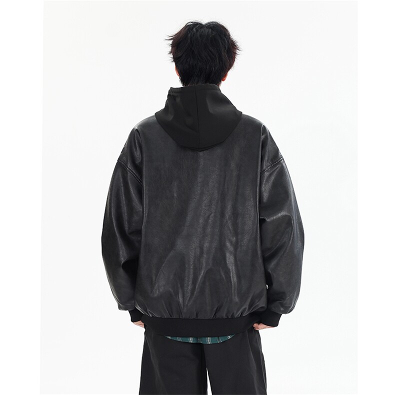 复古时尚休闲宽松情侣皮衣夹克外套XZ402-2P95控128JK729,男装皮衣,星座402-2