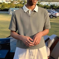 2025夏季新款潮牌复古polo衫男士翻领短袖t恤男装夏装体恤上衣服，男装T恤，星座506A