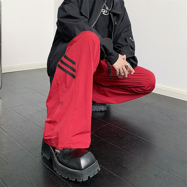 美式复古设计感小众运动裤男春秋ins潮牌宽松休闲条纹裤K8322-P33,男装休闲裤,星座1008