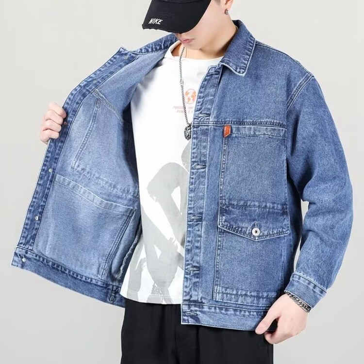 2025春秋新款干活穿的外套牛仔工作服男耐脏耐磨劳保翻领工装夹克,男装夹克,星座218-8