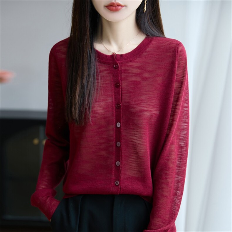 冰麻针织开衫女2025夏薄透气防晒衣宽松显瘦长袖小衫上衣外套薄款，女装针织衫/毛衣，大美人包芯纱店