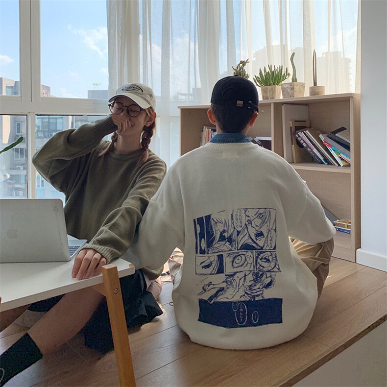 秋冬chic网红动漫情侣毛衣上衣针织衫保暖时尚线衣T015,男装针织衫/毛衣,星座1501