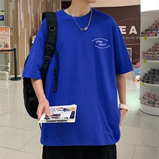 港风200g纯棉夏季新款短袖T恤字母印花简约新潮T6013P25控38，男装T恤，电商A268A