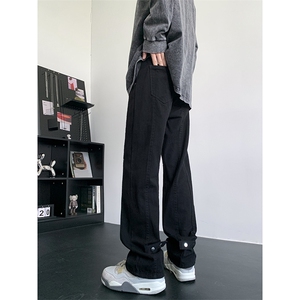 美式高街vibe牛仔裤男款设计感工装休闲微喇直筒长裤 K7284-P45图片