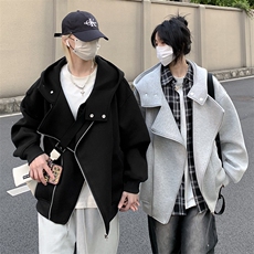 抖音得物品质26春装美式重磅结构斜拉链高领连帽卫衣开衫外套W61，女装短外套，电商A486