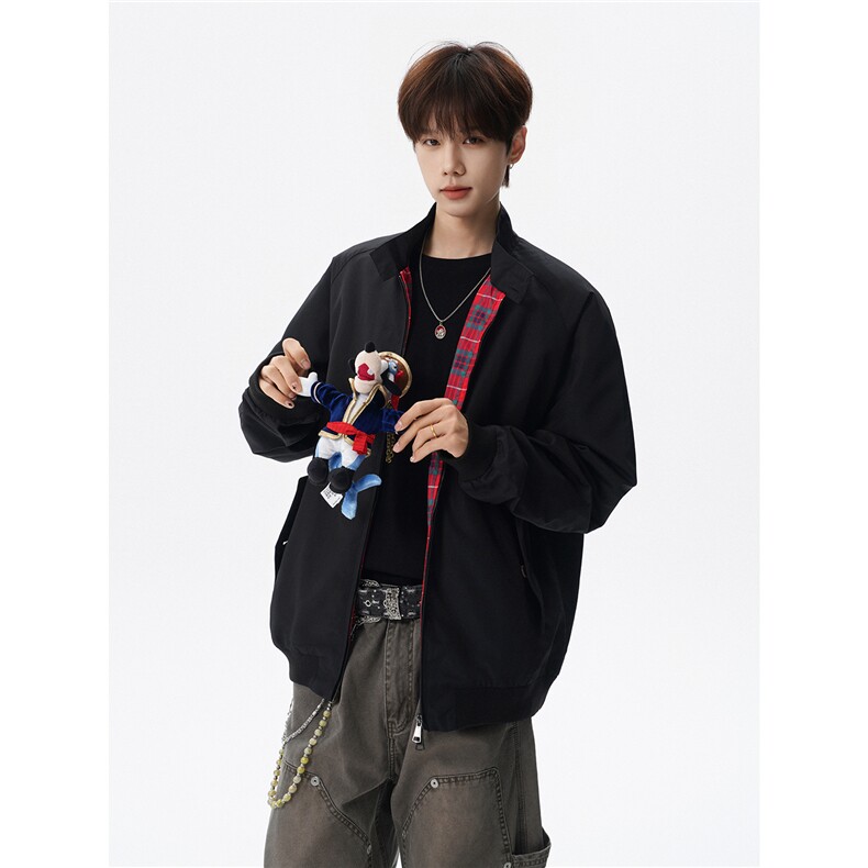 美式复古棒球服外套男春秋季潮牌拉链立领夹克宽松上衣服JK005,男装夹克,电商B312