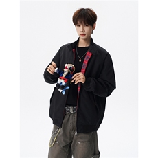美式复古棒球服外套男春秋季潮牌拉链立领夹克宽松上衣服JK005，男装夹克，电商B312