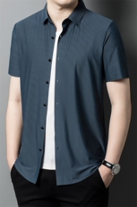 条纹短袖衬衫男薄款上衣服夏季中年男士商务休闲百搭衬衣爸爸装，男装衬衫，电商B212（原钱塘6029）