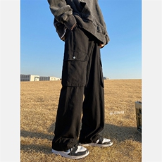 美式高街工装宽松直筒垂感阔腿裤棉715-6-BX20P65(控88），男装休闲裤，星座715-6