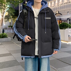 棉服男冬季新款港风宽松假两件连帽棉衣MF8587-特P78，男装棉衣，星座214-3