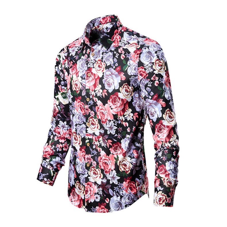 新款男花衬衫男士长袖印花休闲时尚花衬衫衬衣228-1025-P32,男装衬衫,星座228