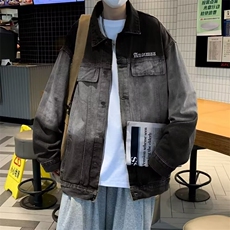 美式渐变水洗牛仔外套男春秋季潮牌复古宽松休闲工装夹克，男装工装外套，星座506A