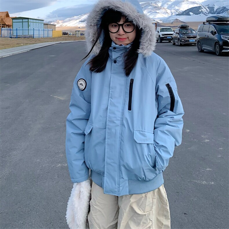 冬季加厚毛领连帽派克服2024新款宽松减龄美式工装保暖棉服外套女,男装夹克,星座506A