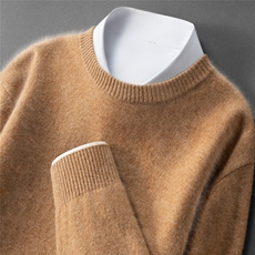 2025年秋季圆领时尚百搭通勤简约休闲男士羊绒衫，男装羊绒套衫，戎叶云台