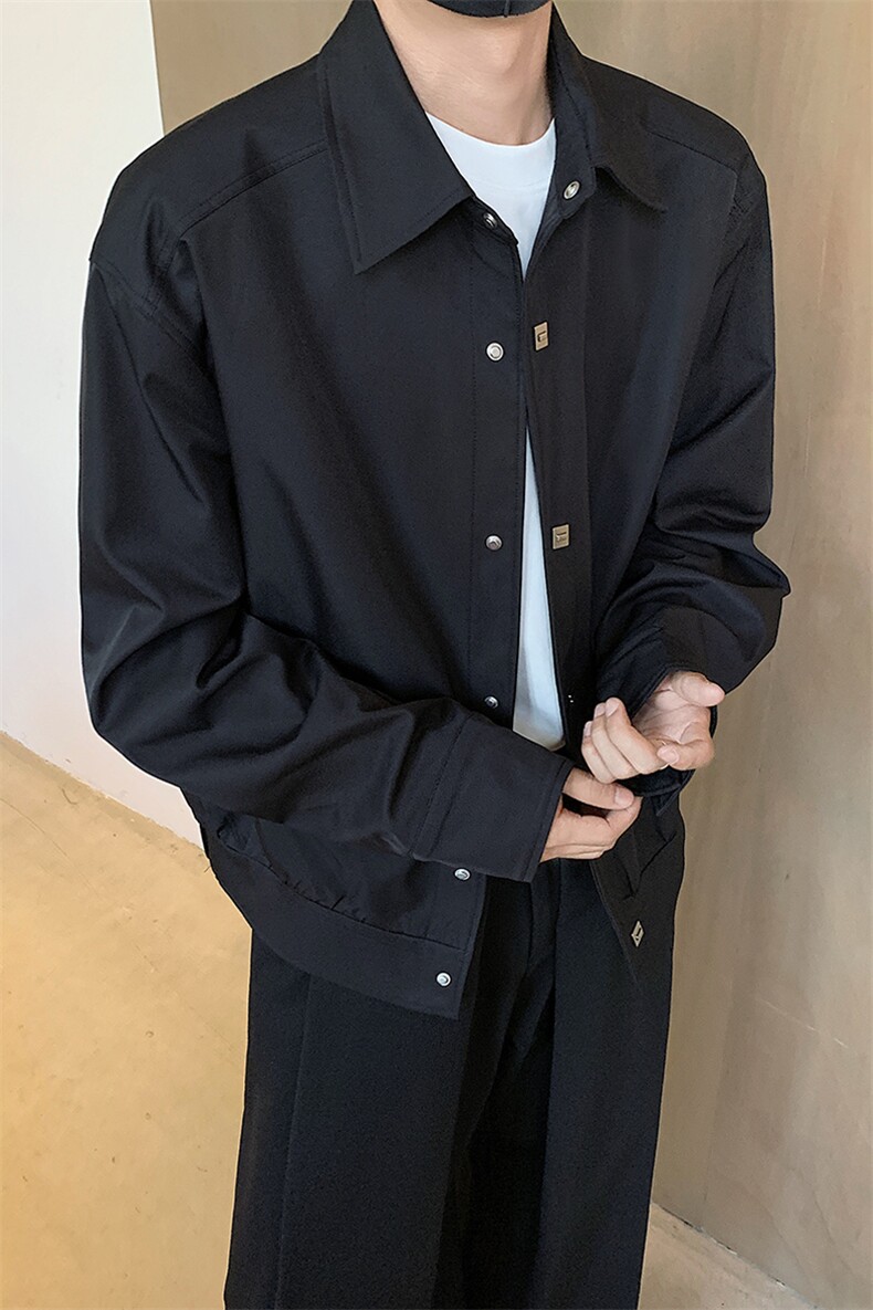 高级感丝光绸缎暗扣短款宽松翻领夹克外套B289-JK2024-P100,男装夹克,电商B289