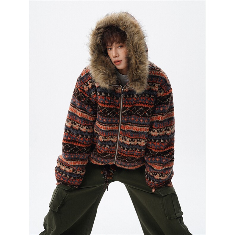 5XL-MMY1714-P168费尔岛棉衣男民族风座山雕羊羔毛提花550g，男装民族服装，电商D206-1