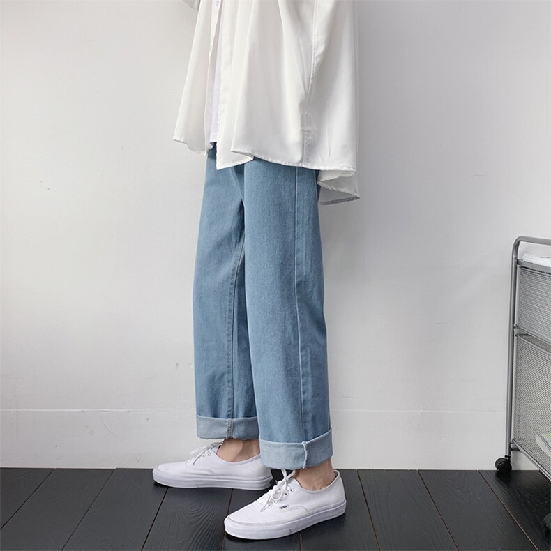 910A-Z889-P35控55秋装新款纯色牛仔裤情侣大码休闲百搭长裤,男装牛仔裤,星座910A