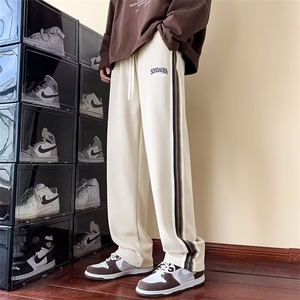秋季条纹裤男宽松潮百搭拼接运动裤男休闲长裤K875/P50图片