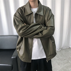 现货主推高质量皮衣外套男宽松皮夹克机车服A026P95加绒P105，男装夹克，电商A351