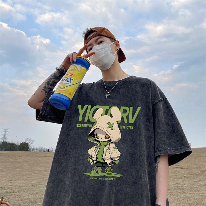 量大优可供抖音视频支持得物品质配合二开美式水洗短袖t恤SX125,男装T恤,电商A486