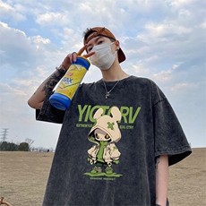 量大优可供抖音视频支持得物品质配合二开美式水洗短袖t恤SX125，男装T恤，电商A486
