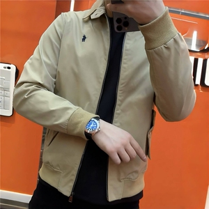 藏青色短款哈灵顿夹克外套男秋春季翻领棒球服轻熟风成熟稳重男装图片