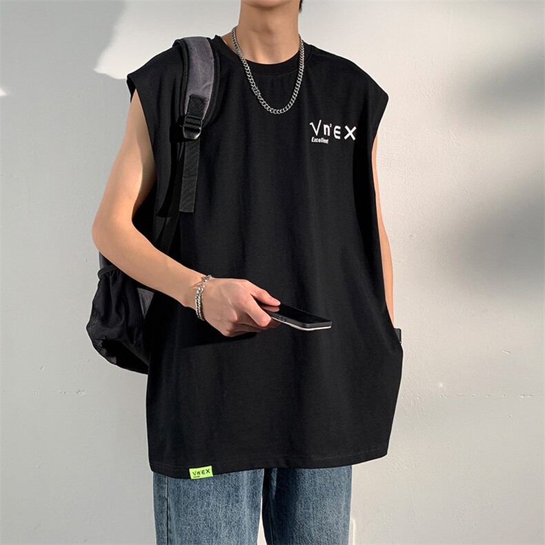 夏季港风t恤男宽松大码纯棉运动背心坎肩潮牌无袖BX007P25,男装背心/马甲,星座1204-3