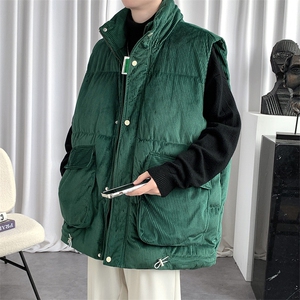 冬款加棉加厚背心棉服港风清新立领马甲外套男士8156-P95 控价118图片