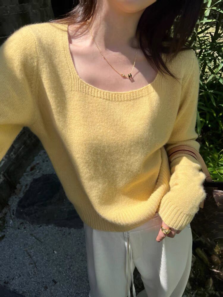 圆领羊毛衫女宽松软糯慵懒风羊毛纯色短款打底衫,女装羊毛衫,思途羊绒