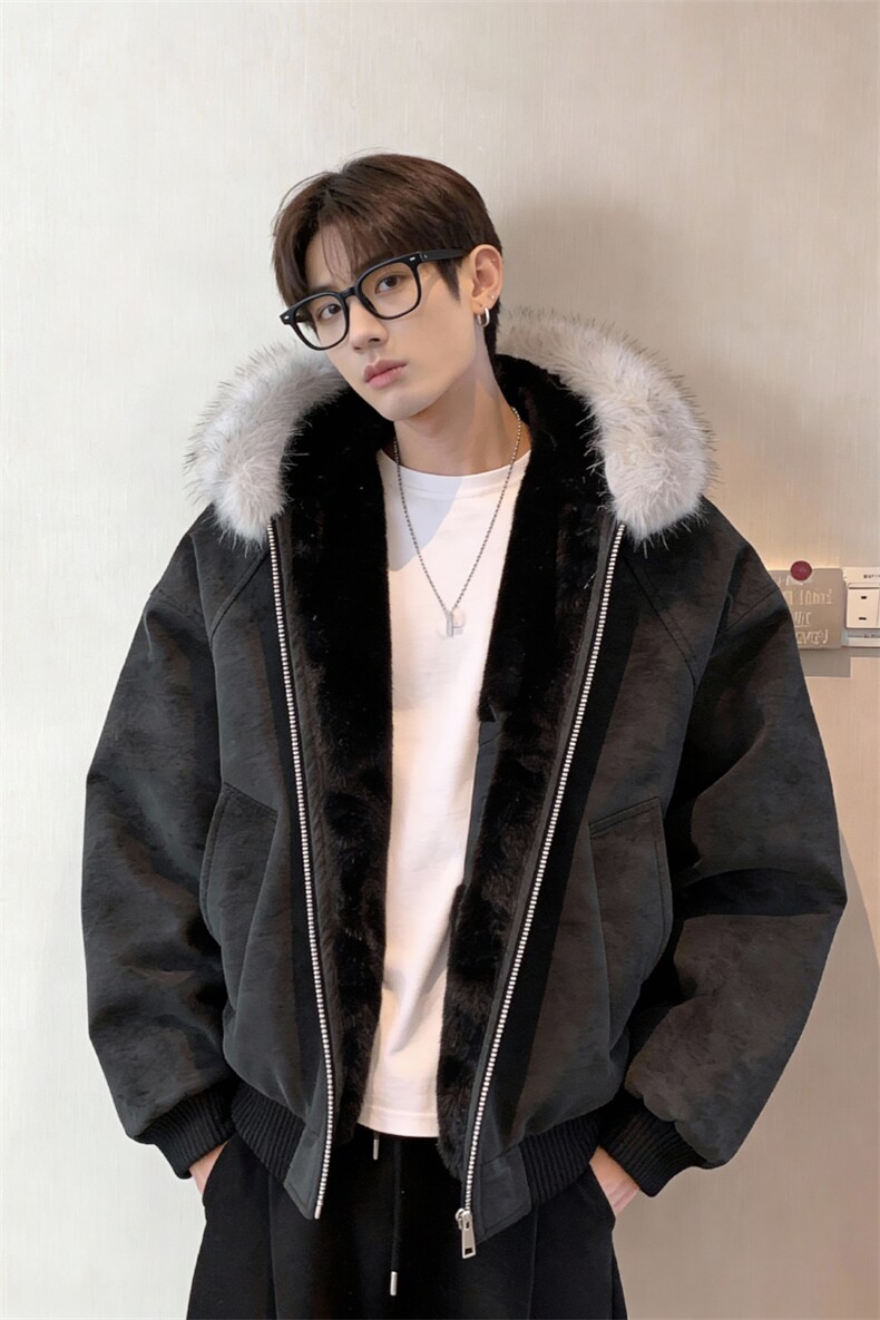 XZ514-2-25106-P70大理石座山雕连帽绒毛刺绣外套冬季棉服夹克,男装夹克,星座514-2(原B239)