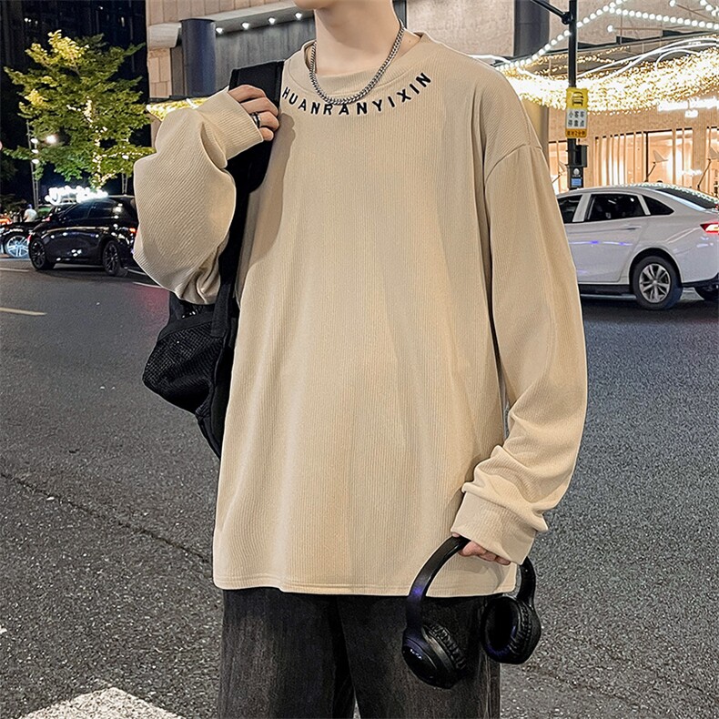 长袖t恤男生春秋潮牌美式圆领打底衫宽松上衣WY0322-P38,男装T恤,星座308B-2