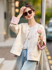 新中式国风提花刺绣短外套女2025春新款小香风独特漂亮高级感上衣图片