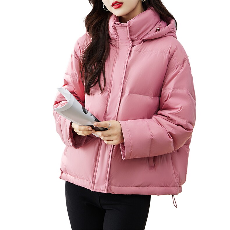现货羽绒服女连帽新款短款小个子面包服时尚宽松休闲保暖轻暖外套,女装羽绒服,贵人树