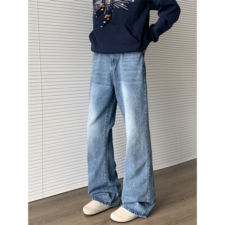 直筒宽松休闲牛仔裤男美式高街阔腿长裤子N0561-P45图片