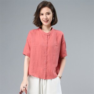 纯棉中年妈妈款短袖加大码190斤女装春夏新款宽松遮肚衬衫上衣潮图片