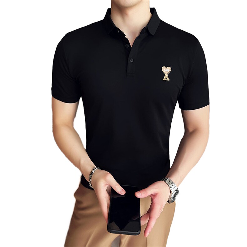 2024夏季新款英伦风高品质修身刺绣POLO衫冰丝短袖T恤男D251-p48,男装T恤,电商D303