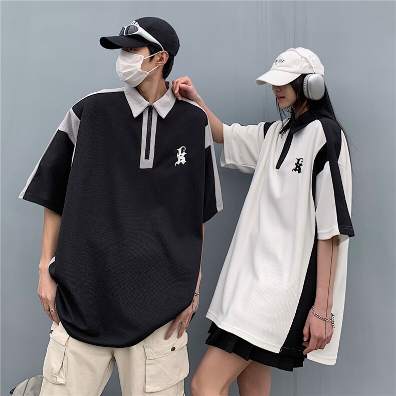情侣装夏装2026新款华夫格POLO衫字母绣花短袖T恤D253P48男类,男装T恤,电商A335-1（原A458）