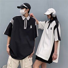 情侣装夏装2026新款华夫格POLO衫字母绣花短袖T恤D253P48男类，男装T恤，电商A335-1（原A458）