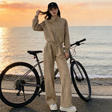 时尚套装女春新款洋气减龄修身显瘦拉链开衫卫衣阔腿休闲裤两件套，女装套装/套裙，2C310