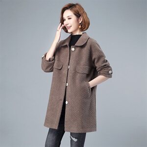 呢子大衣女中长款2021新款秋冬休闲高端羊毛流行毛呢外套高贵,女装毛呢外套,伊满意