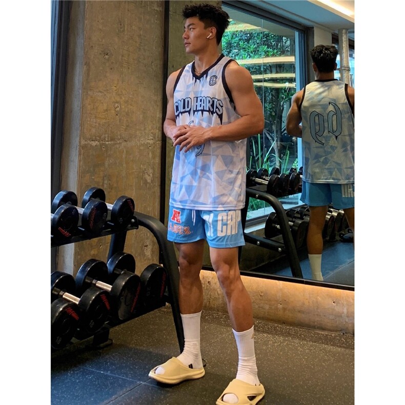 ins嘻哈高街字母印花篮球四分裤男夏季宽松痞帅休闲运动短裤潮牌,男装牛仔裤,星座1210-1