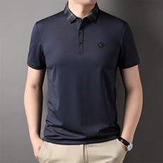 中年男士商务休闲刺绣纯色短袖T恤polo衫2023夏季新款男半袖上装，男装T恤，电商B212（原钱塘6029）