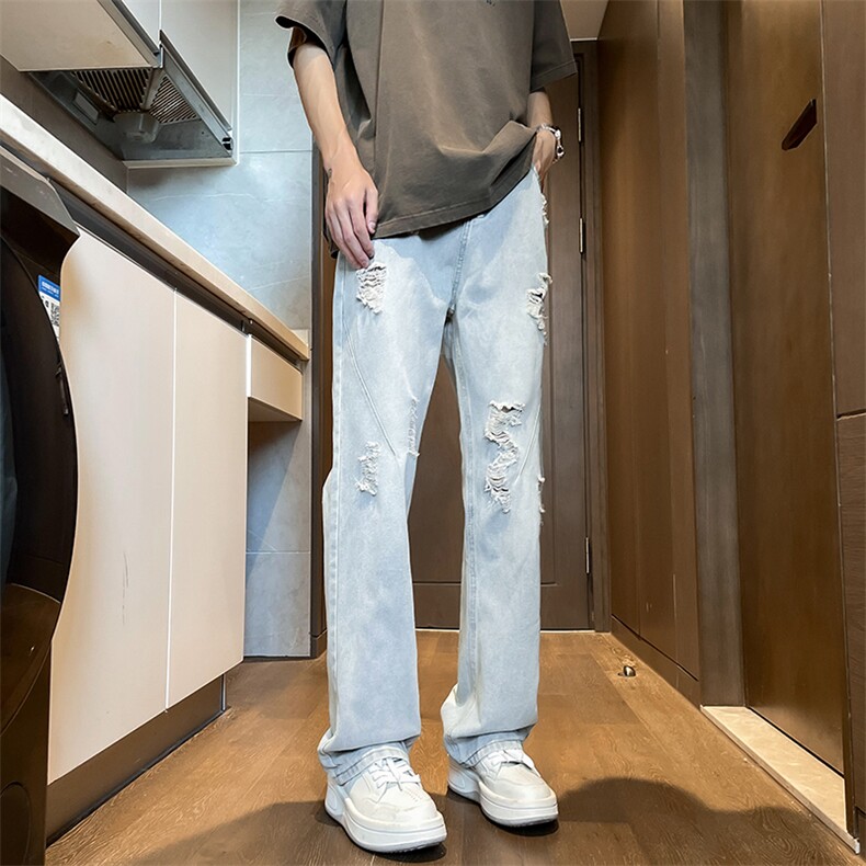高街潮牌水洗破洞牛仔裤男小众设计乞丐裤N07279-P43,男装牛仔裤,星座308B-2