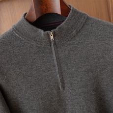 2025年秋季新款男士高领半开针织男士羊绒衫时尚休闲通勤百搭，男装羊绒套衫，鼎坤羊绒