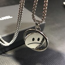 G1834欧美笑脸吊坠个性项链创意男士钛钢吊坠T恤链毛衣链配饰，项链，星座510A-2