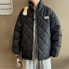 美式复古宽松保暖男生加厚情侣款冬季英伦立领棉服313B-NC359-P60，男装棉衣，星座313B