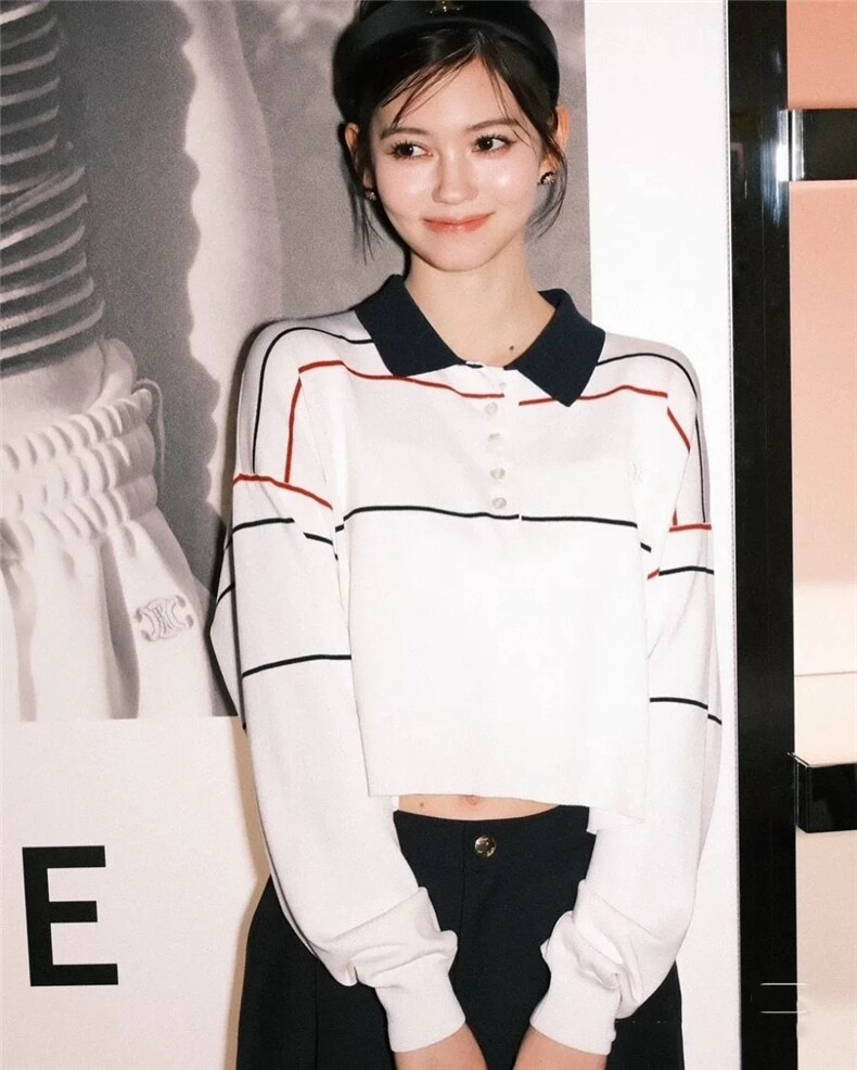 2025年秋季通勤纽扣套头复古polo衫，女装针织衫/毛衣，沐策羊绒